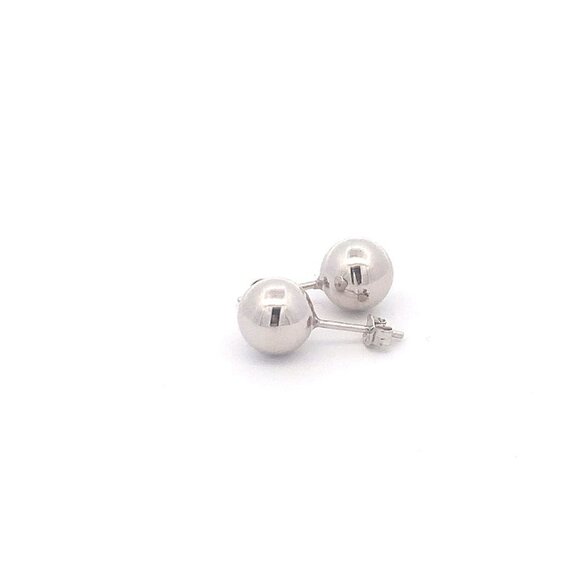 18K White Gold Earrings Stud Balls Polished 1.63 grams - Picture 9 of 12